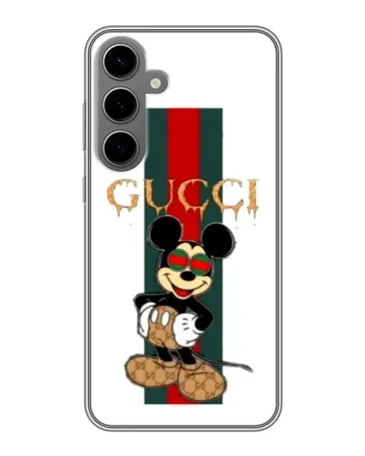 Чехол для Samsung Galaxy S24 Plus с картинкой «Микки Маус Gucci — полосы»