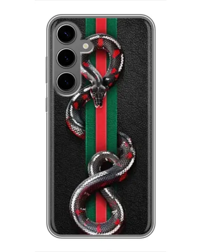 Чехол для Samsung Galaxy S24 Plus с картинкой «Gucci — змея на полосе» Чехол для Samsung Galaxy S24 Plus с картинкой «Gucci — змея на полосе»