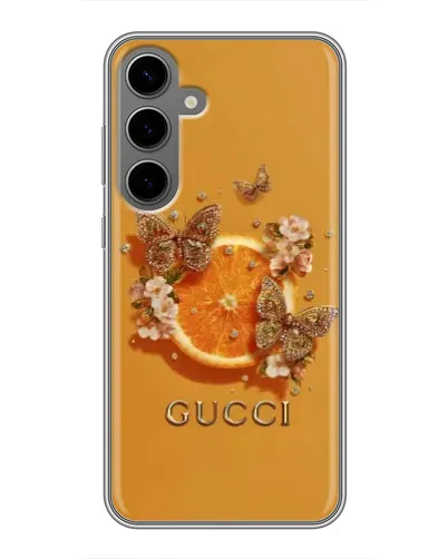 Чехол для Samsung Galaxy S24 Plus с картинкой «Gucci — золотые бабочки» Чехол для Samsung Galaxy S24 Plus с картинкой «Gucci — золотые бабочки»
