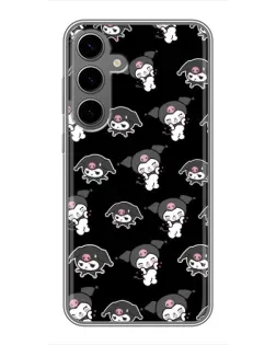 Чехол для Samsung Galaxy S24 Plus с картинкой «Черный паттерн Kuromi»