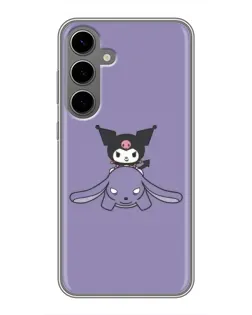 Чехол для Samsung Galaxy S24 Plus с картинкой «Kuromi на лиловом фоне»