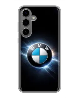 Чехол для Samsung Galaxy S24 Plus с картинкой «BMW — неоновое сияние»