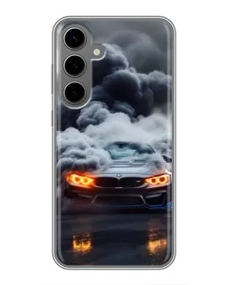 Чехол для Samsung Galaxy S24 Plus с картинкой «BMW в дыму»