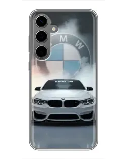 Чехол для Samsung Galaxy S24 Plus с картинкой «BMW в белом дыму»