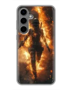 Чехол для Samsung Galaxy S24 Plus с картинкой «BMW — скорость в дожде»