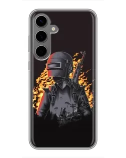 Чехол для Samsung Galaxy S24 Plus с картинкой «PUBG — огненный силуэт»