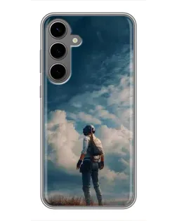 Чехол для Samsung Galaxy S24 Plus с картинкой «Герой PUBG на скале»