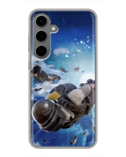 Чехол для Samsung Galaxy S24 Plus с картинкой «Десант PUBG — прыжок»