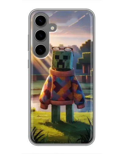 Чехол для Samsung Galaxy S24 Plus с картинкой «Крипер в свитере» Чехол для Samsung Galaxy S24 Plus с картинкой «Крипер в свитере»