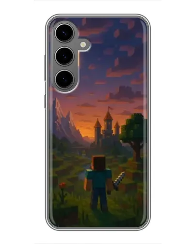 Чехол для Samsung Galaxy S24 Plus с картинкой «Стив у башни» Чехол для Samsung Galaxy S24 Plus с картинкой «Стив у башни»