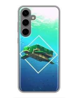 Чехол для Samsung Galaxy S24 Plus с картинкой «Черепаха Minecraft»
