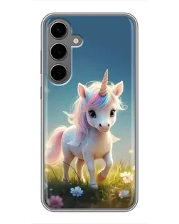 Чохол для Samsung Galaxy S24 Plus з картинкою «Єдиноріг на галявині» Чохол для Samsung Galaxy S24 Plus з картинкою «Єдиноріг на галявині»