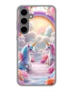 Чохол для Samsung Galaxy S24 Plus з картинкою «Веселка і єдинороги» Чохол для Samsung Galaxy S24 Plus з картинкою «Веселка і єдинороги»