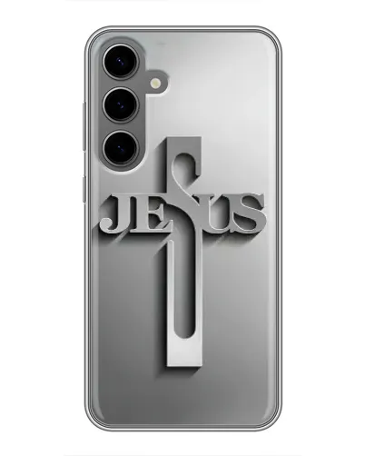 Чехол для Samsung Galaxy S24 Plus с картинкой «Металлический крест Jesus» Чехол для Samsung Galaxy S24 Plus с картинкой «Металлический крест Jesus»