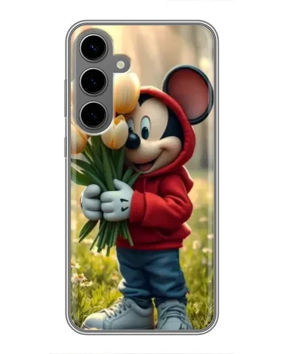 Чехол для Samsung Galaxy S24 Plus с картинкой «Микки с тюльпанами»