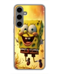 Чехол для Samsung Galaxy S24 Plus с картинкой «Губка Боб прыгает»