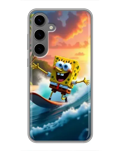 Чехол для Samsung Galaxy S24 Plus с картинкой «Губка Боб серфингист»