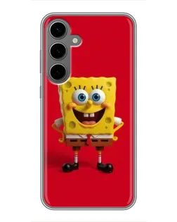 Чехол для Samsung Galaxy S24 Plus с картинкой «Спанч Боб на красном»