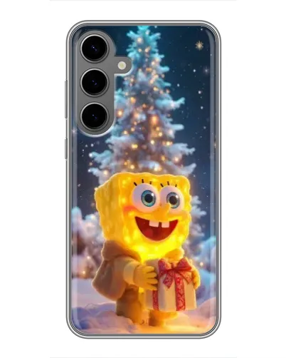 Чехол для Samsung Galaxy S24 Plus с картинкой «Рождественский Спанч Боб»
