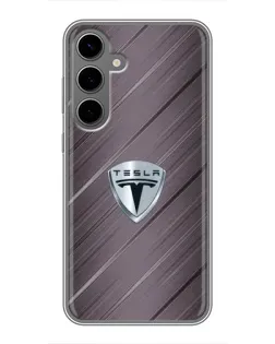 Чехол для Samsung Galaxy S24 Plus с картинкой «Металлическая текстура Tesla» Чехол для Samsung Galaxy S24 Plus с картинкой «Металлическая текстура Tesla»
