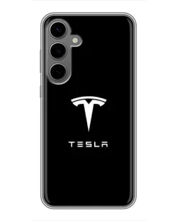 Чехол для Samsung Galaxy S24 Plus с картинкой «Tesla White Logo» Чехол для Samsung Galaxy S24 Plus с картинкой «Tesla White Logo»