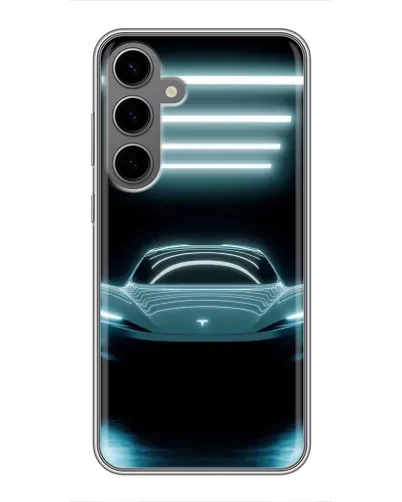 Чехол для Samsung Galaxy S24 Plus с картинкой «Tesla в неоне» Чехол для Samsung Galaxy S24 Plus с картинкой «Tesla в неоне»
