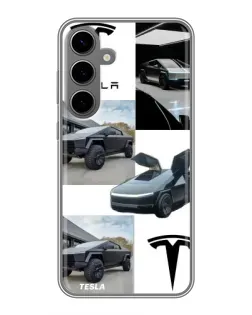 Чехол для Samsung Galaxy S24 Plus с картинкой «Коллаж Cybertruck Tesla» Чехол для Samsung Galaxy S24 Plus с картинкой «Коллаж Cybertruck Tesla»