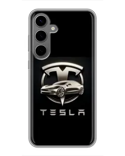 Чехол для Samsung Galaxy S24 Plus с картинкой «Tesla — серебристое авто» Чехол для Samsung Galaxy S24 Plus с картинкой «Tesla — серебристое авто»