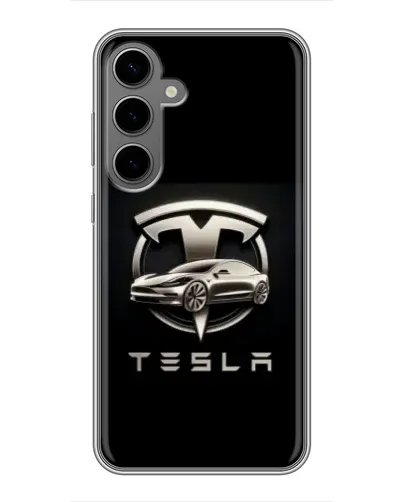 Чехол для Samsung Galaxy S24 Plus с картинкой «Tesla — серебристое авто» Чехол для Samsung Galaxy S24 Plus с картинкой «Tesla — серебристое авто»