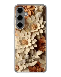 Чехол для Samsung Galaxy S24 Plus с картинкой «Бежевый флористический декор»