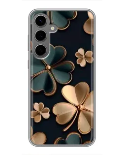Чехол для Samsung Galaxy S24 Plus с картинкой «Клевер в золоте»