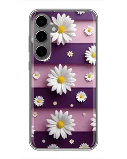 Чехол для Samsung Galaxy S24 Plus с картинкой «Ромашки на фиолетовом»
