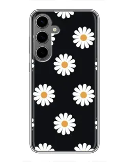Чехол для Samsung Galaxy S24 Plus с картинкой «Ромашки на черном»
