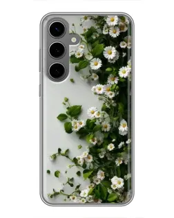 Чехол для Samsung Galaxy S24 Plus с картинкой «Ветка мелких белых цветов»