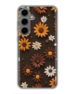 Чехол для Samsung Galaxy S24 Plus с картинкой «Узор из маленьких подсолнухов»
