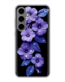 Чехол для Samsung Galaxy S24 Plus с картинкой «Фиолетовые цветы с росою»