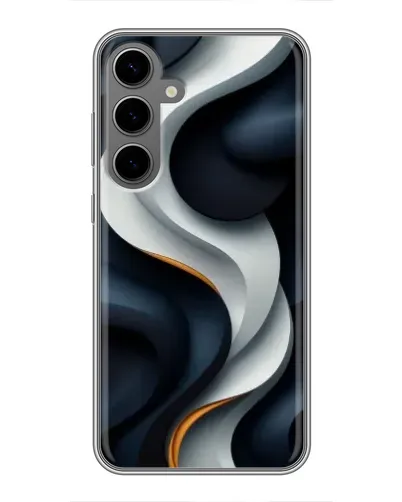 Чехол для Samsung Galaxy S24 Plus с картинкой «Объемные черно-белые ленты» Чехол для Samsung Galaxy S24 Plus с картинкой «Объемные черно-белые ленты»
