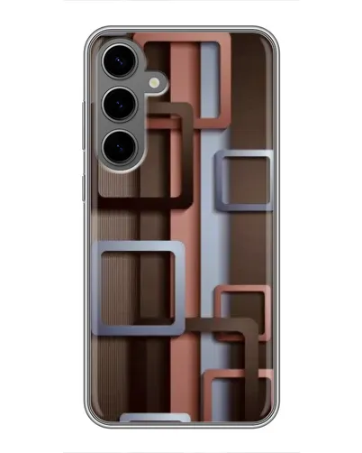 Чехол для Samsung Galaxy S24 Plus с картинкой «Коричневые объемные квадраты» Чехол для Samsung Galaxy S24 Plus с картинкой «Коричневые объемные квадраты»