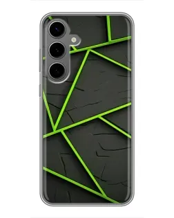 Чехол для Samsung Galaxy S24 Plus с картинкой «Зеленые геометрические линии»