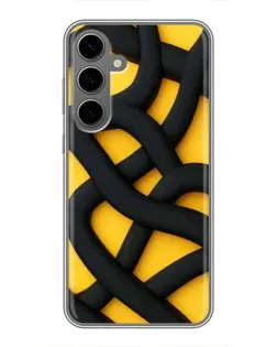 Чехол для Samsung Galaxy S24 Plus с картинкой «Черное желтое переплетение»