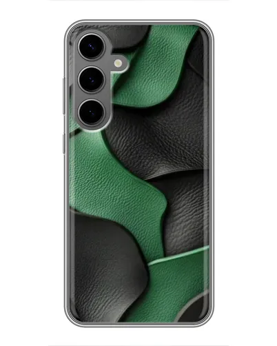 Чехол для Samsung Galaxy S24 Plus с картинкой «Зеленые кожаные волны» Чехол для Samsung Galaxy S24 Plus с картинкой «Зеленые кожаные волны»