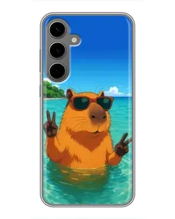 Чехол для Samsung Galaxy S24 Plus с картинкой «Морская капибара»