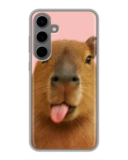 Чехол для Samsung Galaxy S24 Plus с картинкой «Капибара с языком»