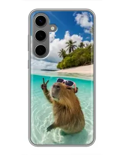 Чехол для Samsung Galaxy S24 Plus с картинкой «Капибара на море»