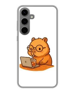 Чехол для Samsung Galaxy S24 Plus с картинкой «Капибара с ноутбуком»