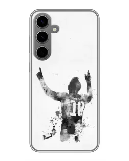 Чехол для Samsung Galaxy S24 Plus с картинкой «Черно-белый силуэт Месси»