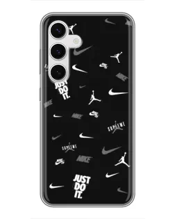 Чехол для Samsung Galaxy S24 с картинкой «Nike Black Pattern» Чехол для Samsung Galaxy S24 с картинкой «Nike Black Pattern»
