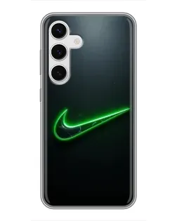 Чехол для Samsung Galaxy S24 с картинкой «Неоновый контур Nike»