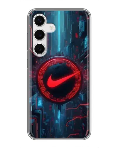 Чехол для Samsung Galaxy S24 с картинкой «Техногенный стиль Nike»