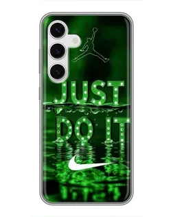 Чехол для Samsung Galaxy S24 с картинкой «Зеленый неоновый Nike»